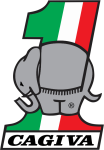 Cagiva-Logo Elefant mit Italien-Flagge